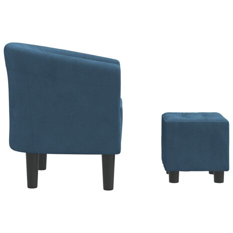 Kuipstoel met voetenbank fluweel donkerblauw 4