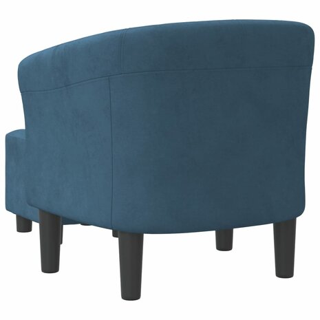 Kuipstoel met voetenbank fluweel donkerblauw 5