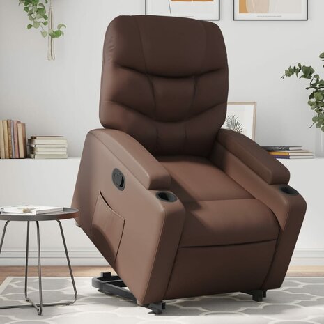 Sta-op-fauteuil verstelbaar kunstleer bruin 1