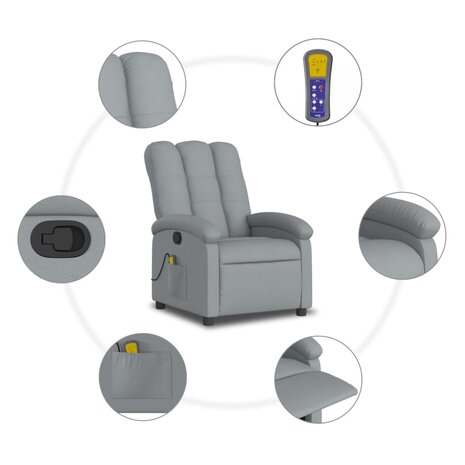 Massagestoel met lichtgrijze stof 8
