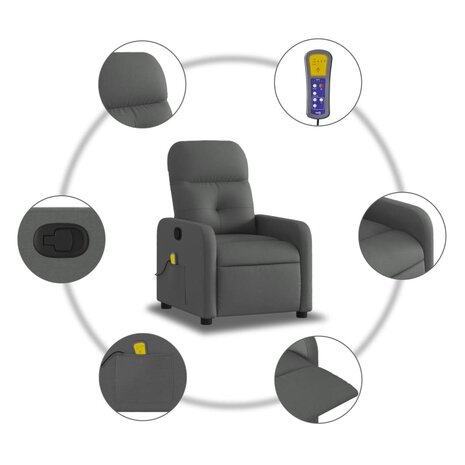 Massagestoel in donkergrijze stof 6