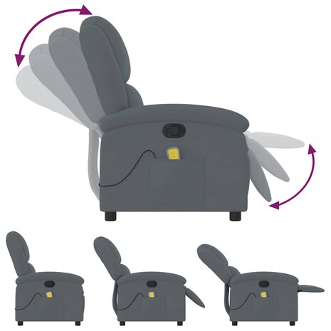 Massagestoel verstelbaar fluweel donkergrijs 8