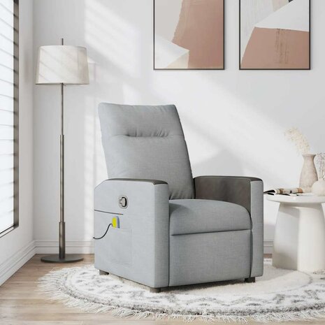 Massagestoel verstelbaar stof lichtgrijs 1