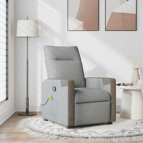 Massagestoel verstelbaar stof lichtgrijs 1