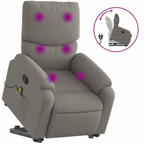 Sta-op-massagestoel verstelbaar stof taupe 2