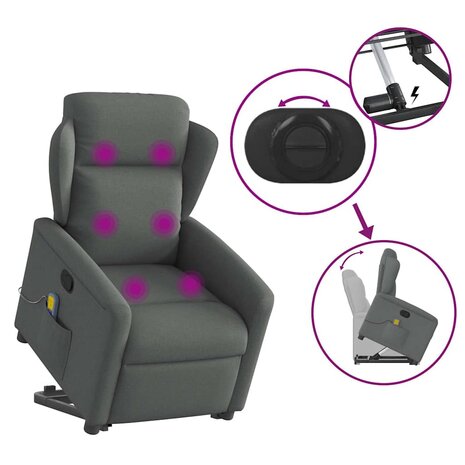 Sta-op-massagestoel verstelbaar stof donkergrijs 8