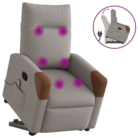 Sta-op-massagestoel verstelbaar stof taupe 1