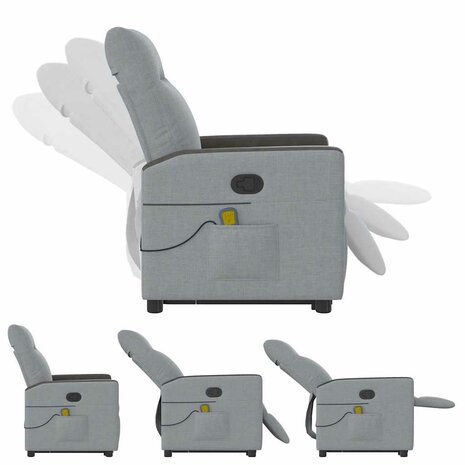 Sta-op-massagestoel verstelbaar stof lichtgrijs 8