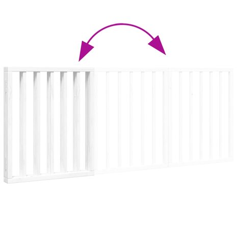 Hondenhek inklapbaar 3 panelen 150 cm populierenhout wit 7