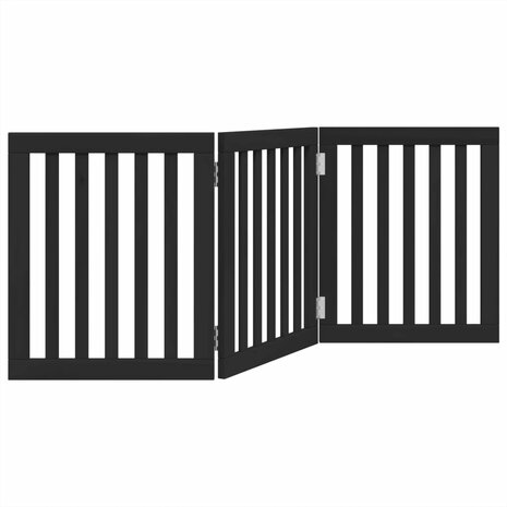 Hondenhek inklapbaar 3 panelen 150 cm populierenhout zwart 6