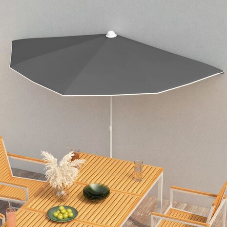 Parasol half met paal 180x90 cm antracietkleurig 1
