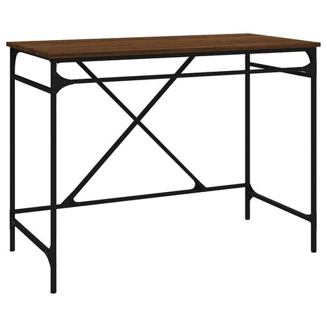 Bureau 100x50x75 cm bewerkt hout en ijzer bruin eikenkleur 2