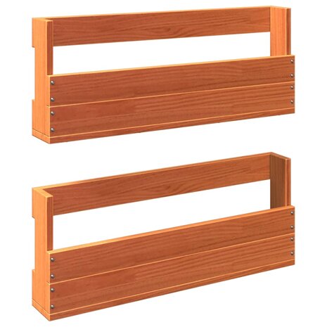 Schoenenrekken 2 st 59x8,5x23,5 cm massief grenenhout wasbruin 2