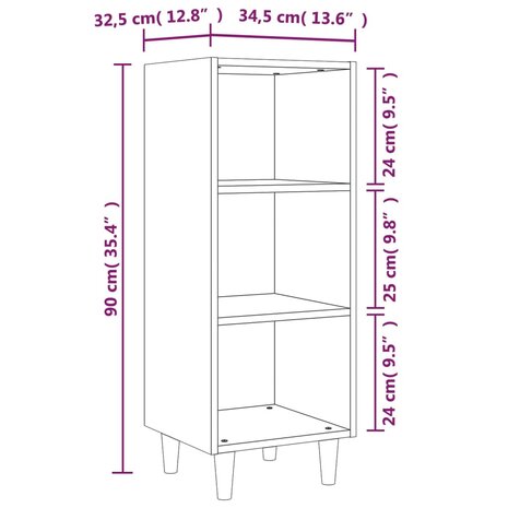 Dressoir 34,5x32,5x90 cm bewerkt hout wit 7