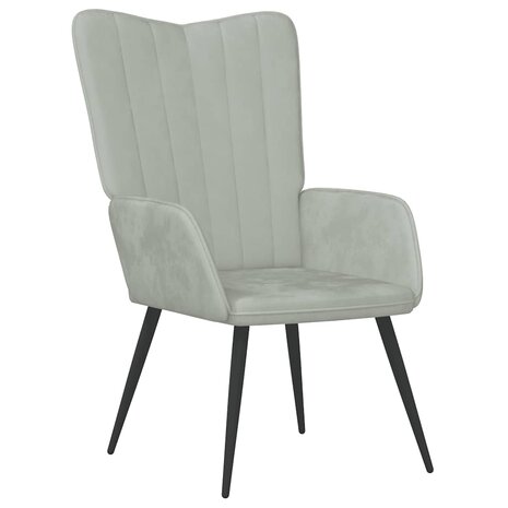 Relaxstoel met voetenbank fluweel lichtgrijs 6