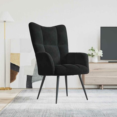 Relaxstoel fluweel zwart 1