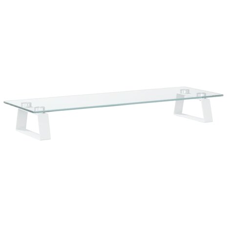 Monitorstandaard 60x20x8 cm gehard glas en metaal wit 2