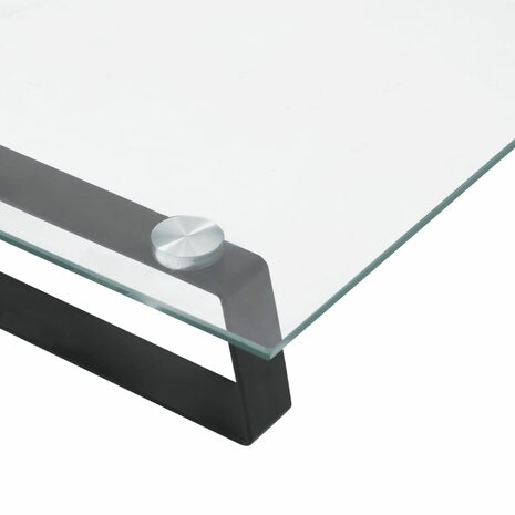 Monitorstandaard 80x20x8 cm gehard glas en metaal zwart 7