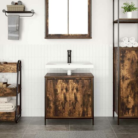 Badkamerkast 60x34,5x60 cm gerookt eikenkleurig 3