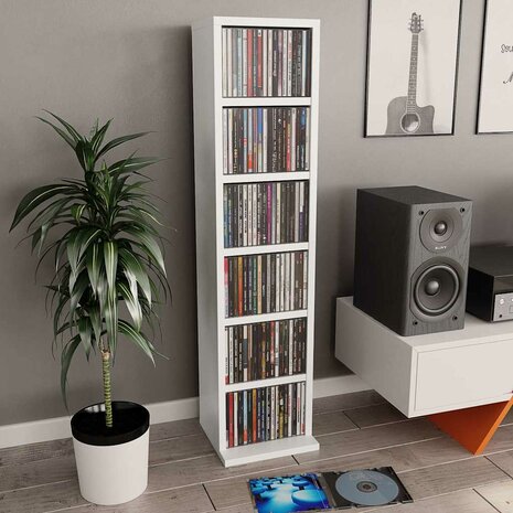 Cd-kast 21x20x88 cm bewerkt hout wit 1