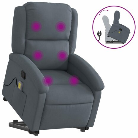 Sta-op-massagestoel verstelbaar fluweel donkergrijs 2