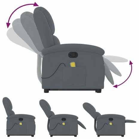 Sta-op-massagestoel verstelbaar fluweel donkergrijs 7