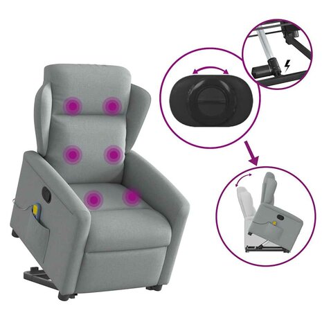 Sta-op-massagestoel verstelbaar stof lichtgrijs 8