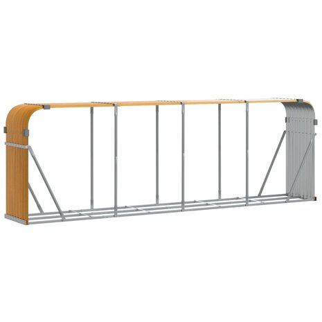 Haardhoutopslag 300x45x100 cm gegalvaniseerd staal houtlook 2