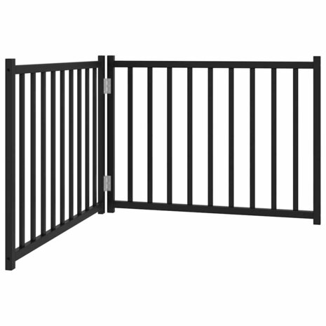 Hondenhek inklapbaar 2 panelen 160 cm massief vurenhout zwart 2