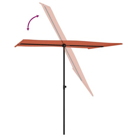 Parasol met aluminium paal 2x1,5 m terracottakleurig 6