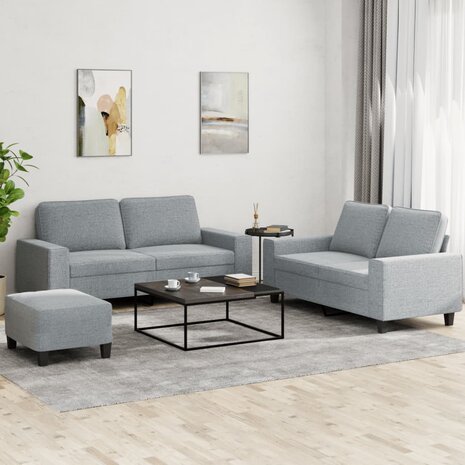 3-delige Loungeset stof lichtgrijs 1