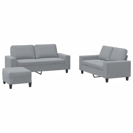 3-delige Loungeset stof lichtgrijs 2