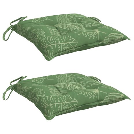 Stoelkussens 2 st bladpatroon 40x40x7 cm stof 3