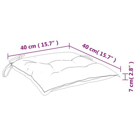Stoelkussens 2 st bladpatroon 40x40x7 cm stof 9