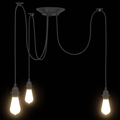 Hanglamp met 3 lamphouders E27 metaal zwart 7