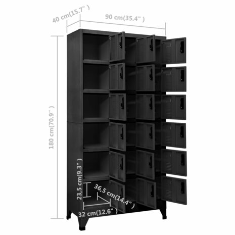 Lockerkast 90x40x180 cm staal antracietkleurig 8