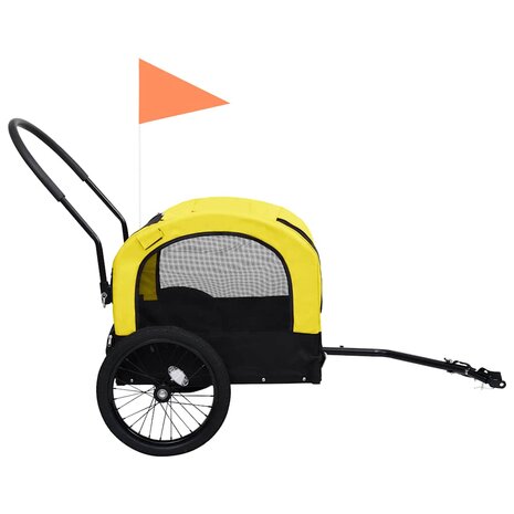 Fietstrailer en hondenwagen 2-in-1 geel en zwart 4