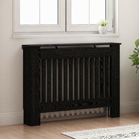 Radiatorafdekking Zwart Eiken 112 x 19 x 81,5 cm Bewerkt hout 3