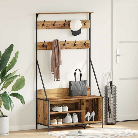 Kledingrek met plank Oud Hout 100 x 41 x 184 cm Bewerkt hout 1