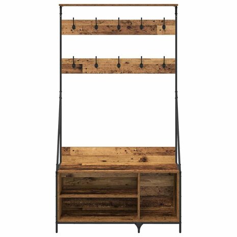 Kledingrek met plank Oud Hout 100 x 41 x 184 cm Bewerkt hout 5