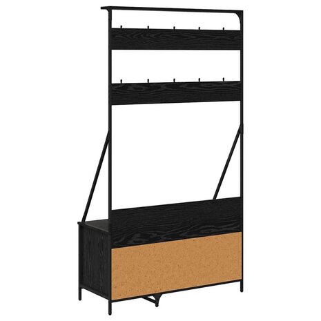 Kledingrek met plank Zwart Eiken 100 x 41 x 184 cm Bewerkt hout 7