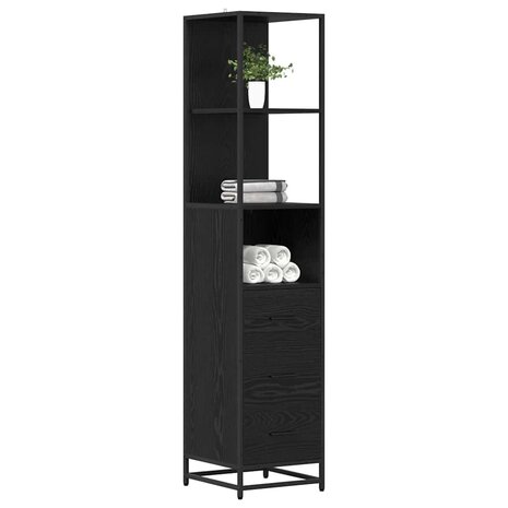 Badkamermeubelset Zwart Eiken 35 x 37,5 x 166 cm Bewerkt hout 3