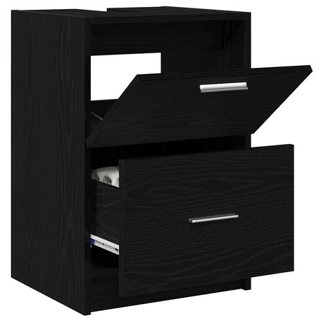 Badkamerkast met lade Zwart Eiken 40 x 37 x 59 cm Bewerkt hout 3