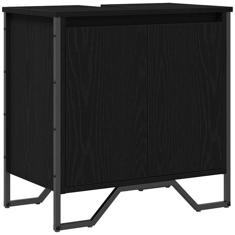 Badkamerkast Zwart Eiken 60 x 35 x 60 cm Bewerkt hout 2
