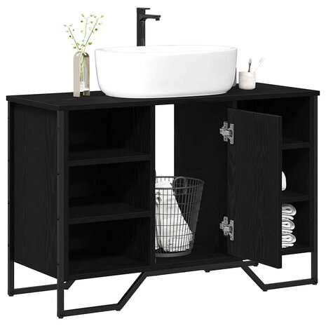 Badkamerkast Zwart Eiken 91 x 35 x 60 cm Bewerkt hout 3