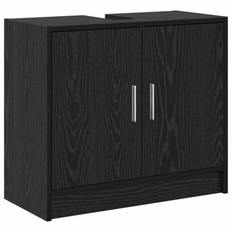Badkamerkast Zwart Eiken 63 x 29 x 55 cm Bewerkt hout 2
