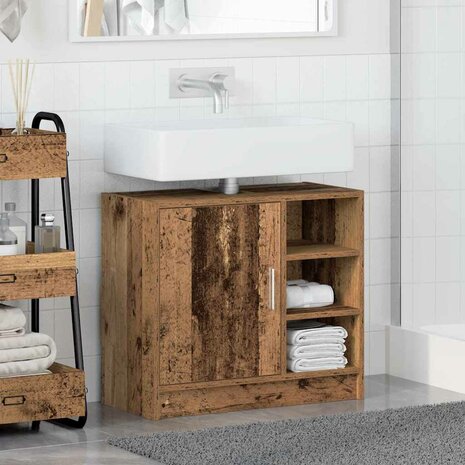 Badkamerkast met plank Oud Hout 63 x 29 x 55 cm Bewerkt hout 4