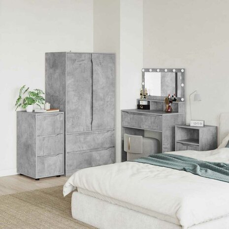 Opbergkast Beton Grijs 40 x 48 x 81 cm Bewerkt hout 6
