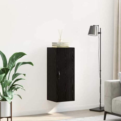 Wandkast Zwart Eiken 34,5 x 34 x 90 cm Bewerkt hout 4