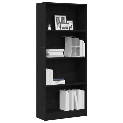 Boekenkast Zwart Eiken 60 x 24 x 143 cm Bewerkt hout 3